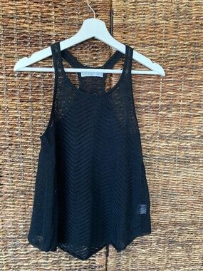 Chelsea Flower Black Lacy Linen Knit Top